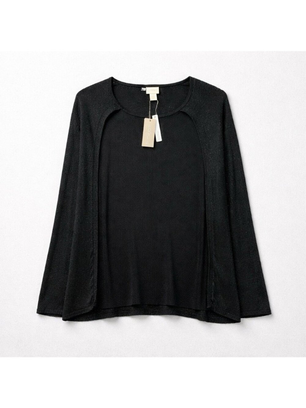 Chico’s Chrissy Cape Pullover Sweater Black Sparkle‎ Metallic